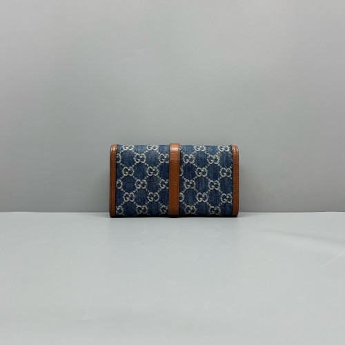 Gucci Wallet On Chain WOC Denim Blue Brown
