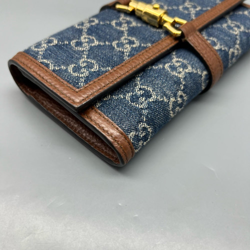 Gucci Wallet On Chain WOC Denim Blue Brown