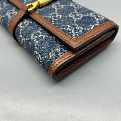 Gucci Wallet On Chain WOC Denim Blue Brown