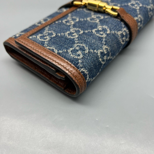 Gucci Wallet On Chain WOC Denim Blue Brown