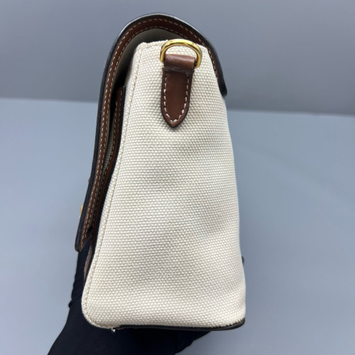 Burberry Medium Note Crossbody Bag Canvas Calfskin Beige Brown