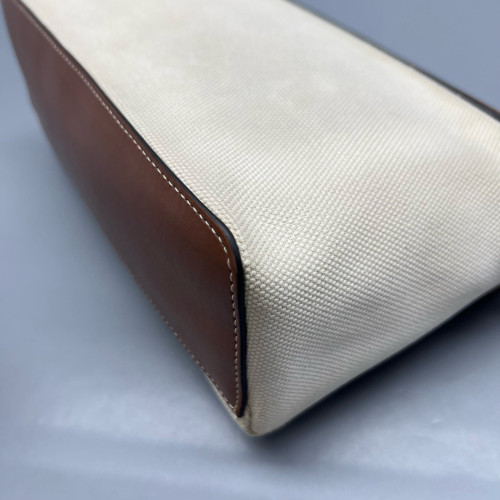 Burberry Medium Note Crossbody Bag Canvas Calfskin Beige Brown