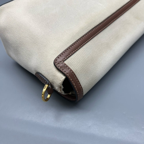 Burberry Medium Note Crossbody Bag Canvas Calfskin Beige Brown