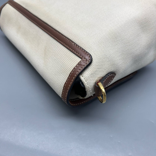 Burberry Medium Note Crossbody Bag Canvas Calfskin Beige Brown