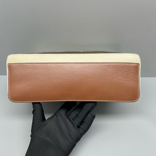 Burberry Medium Note Crossbody Bag Canvas Calfskin Beige Brown