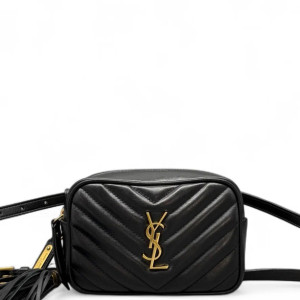 Yves Saint Laurent Tassel Lou Belt Calfskin Black