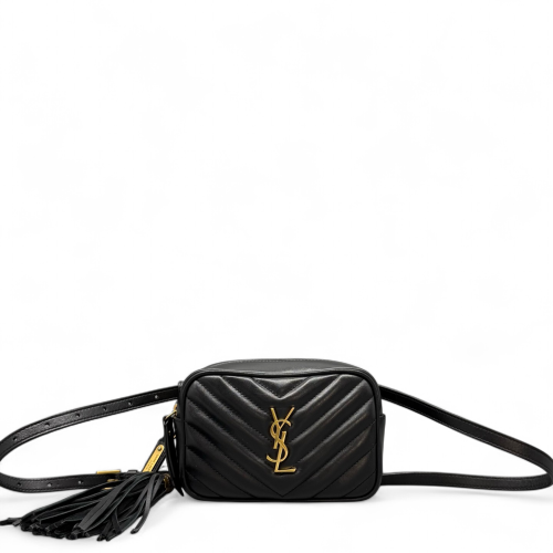 Yves Saint Laurent Tassel Lou Belt Calfskin Black