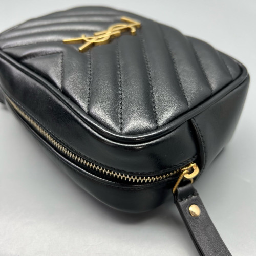 Yves Saint Laurent Tassel Lou Belt Calfskin Black