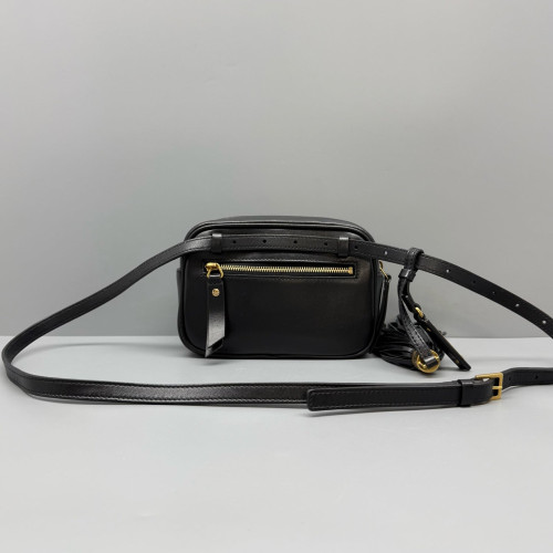Yves Saint Laurent Tassel Lou Belt Calfskin Black