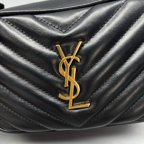 Yves Saint Laurent Tassel Lou Belt Calfskin Black