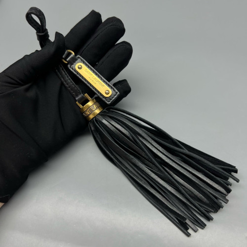 Yves Saint Laurent Tassel Lou Belt Calfskin Black