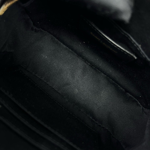 Yves Saint Laurent Tassel Lou Belt Calfskin Black