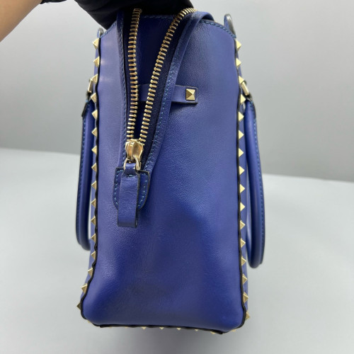 Valentino Rockstud Double Handle Bag Calfskin Blue