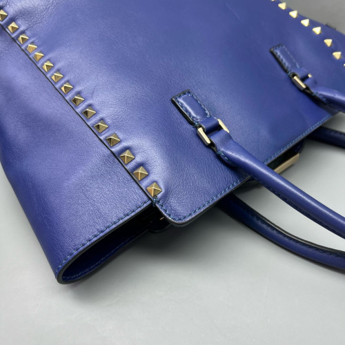 Valentino Rockstud Double Handle Bag Calfskin Blue