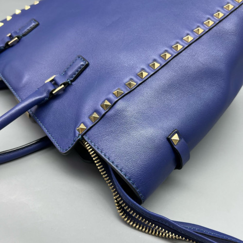 Valentino Rockstud Double Handle Bag Calfskin Blue