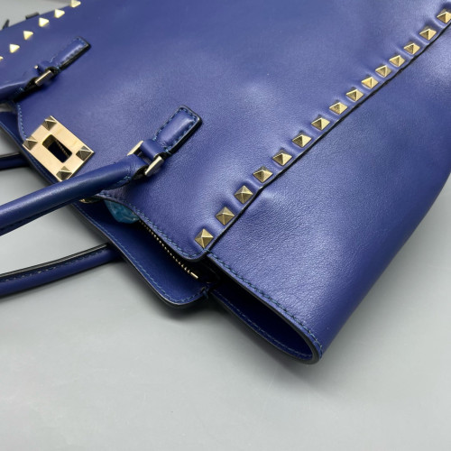 Valentino Rockstud Double Handle Bag Calfskin Blue