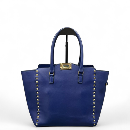 Valentino Rockstud Double Handle Bag Calfskin Blue