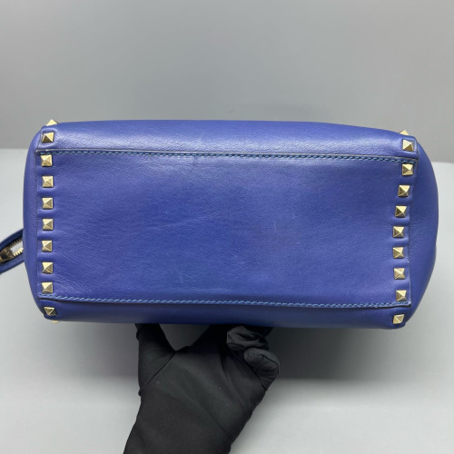 Valentino Rockstud Double Handle Bag Calfskin Blue