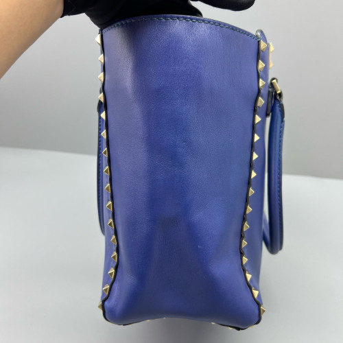 Valentino Rockstud Double Handle Bag Calfskin Blue