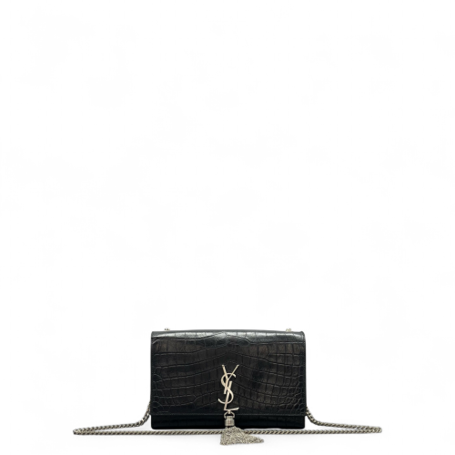 Yves Saint Laurent Medium Kate Corssbody Bag Calfskin Crocodile Embossed Black