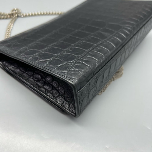 Yves Saint Laurent Medium Kate Corssbody Bag Calfskin Crocodile Embossed Black