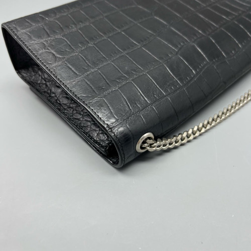 Yves Saint Laurent Medium Kate Corssbody Bag Calfskin Crocodile Embossed Black