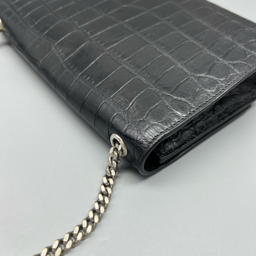 Yves Saint Laurent Medium Kate Corssbody Bag Calfskin Crocodile Embossed Black