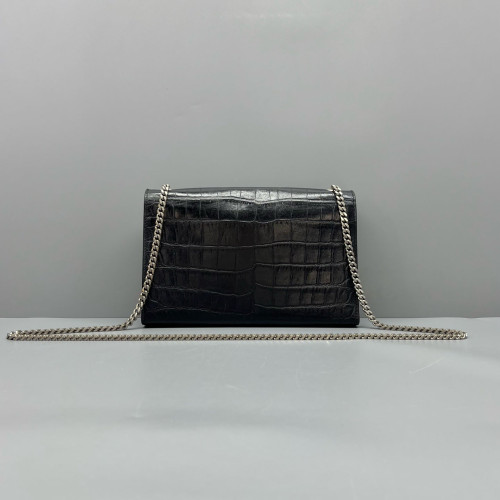 Yves Saint Laurent Medium Kate Corssbody Bag Calfskin Crocodile Embossed Black