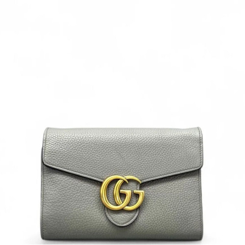 Gucci GG Marmont Chain Wallet Vitello Phenix Grey Gucci GG Marmont Chain Wallet Vitello Phenix Grey