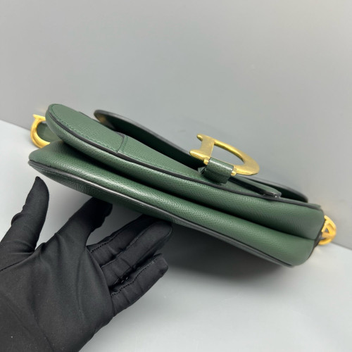 Dior Medium Saddle Bag Grained Calfskin Dark Green
