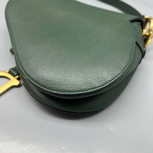 Dior Medium Saddle Bag Grained Calfskin Dark Green