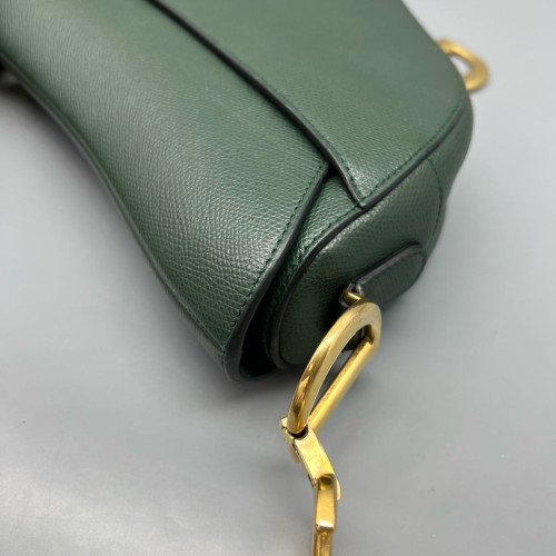Dior Medium Saddle Bag Grained Calfskin Dark Green