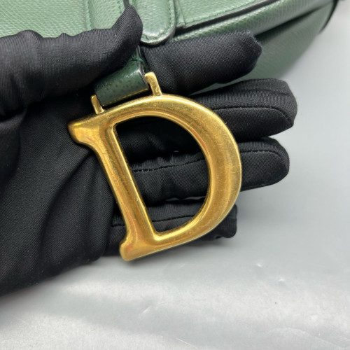 Dior Medium Saddle Bag Grained Calfskin Dark Green