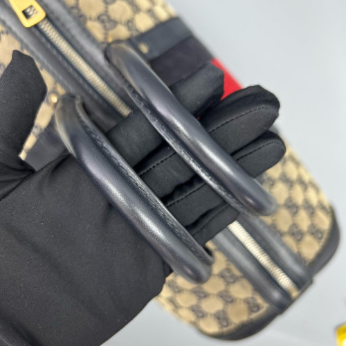 Gucci Boston Bag GG Monogram Beige Black Red