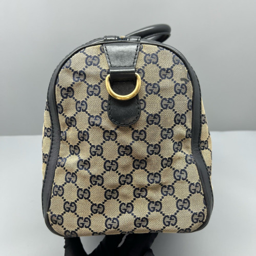Gucci Boston Bag GG Monogram Beige Black Red