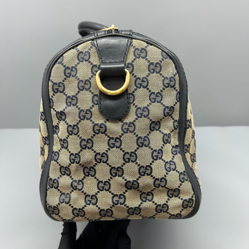 Gucci Boston Bag GG Monogram Beige Black Red