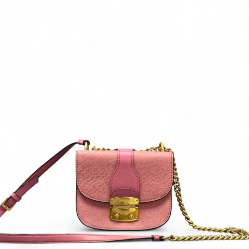 Miu Miu Saddle Bag Calfskin Grained Calfskin Pink