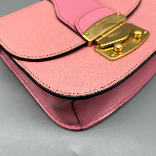 Miu Miu Saddle Bag Calfskin Grained Calfskin Pink