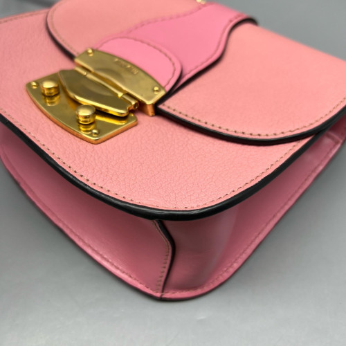 Miu Miu Saddle Bag Calfskin Grained Calfskin Pink