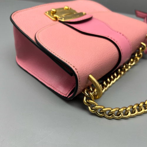 Miu Miu Saddle Bag Calfskin Grained Calfskin Pink