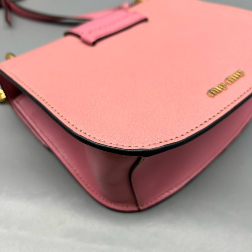 Miu Miu Saddle Bag Calfskin Grained Calfskin Pink