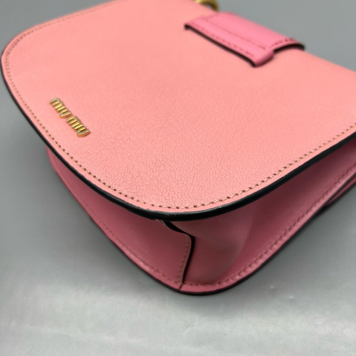 Miu Miu Saddle Bag Calfskin Grained Calfskin Pink