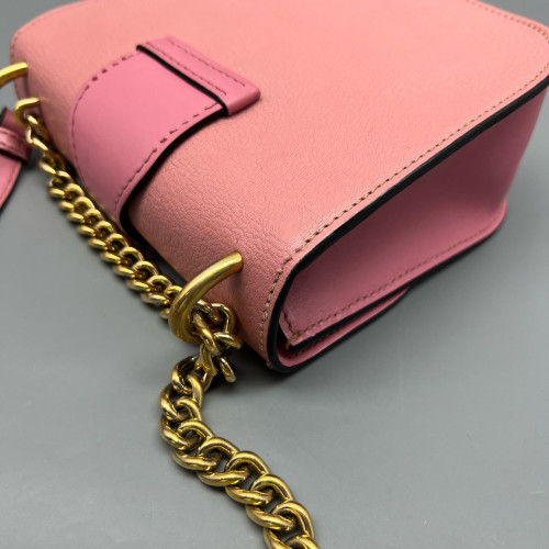 Miu Miu Saddle Bag Calfskin Grained Calfskin Pink