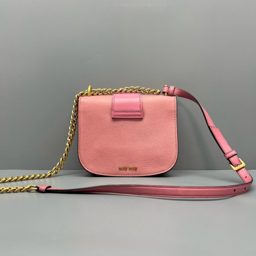 Miu Miu Saddle Bag Calfskin Grained Calfskin Pink