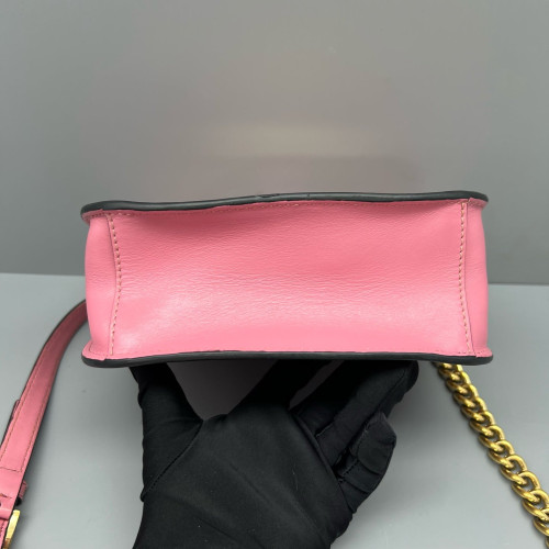 Miu Miu Saddle Bag Calfskin Grained Calfskin Pink