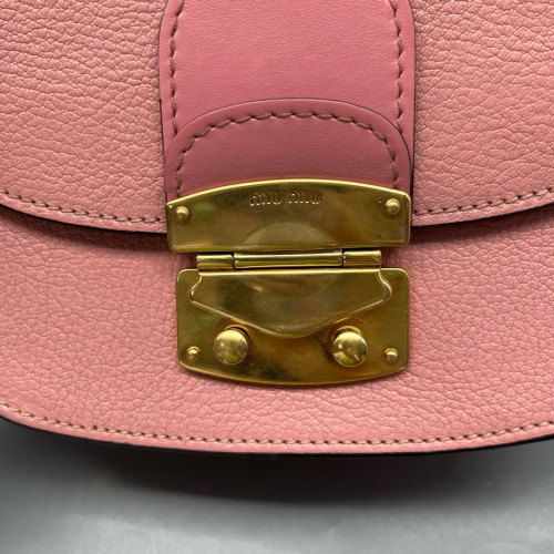 Miu Miu Saddle Bag Calfskin Grained Calfskin Pink