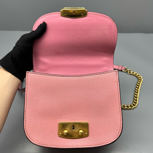 Miu Miu Saddle Bag Calfskin Grained Calfskin Pink