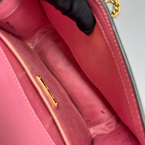 Miu Miu Saddle Bag Calfskin Grained Calfskin Pink