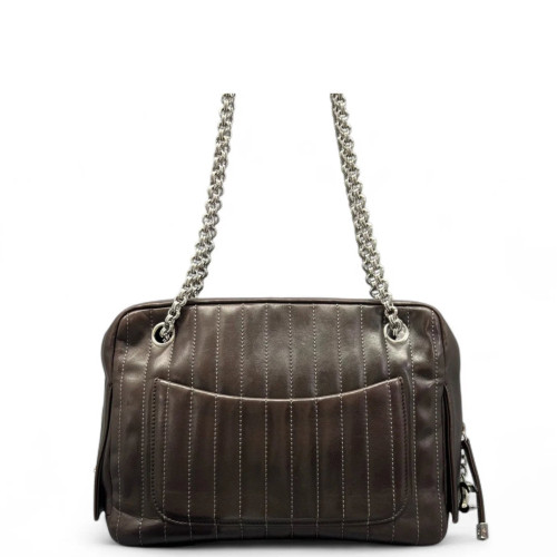 Chanel Shoulder Bag Calfskin Brown