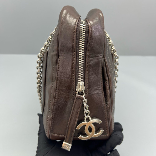 Chanel Shoulder Bag Calfskin Brown